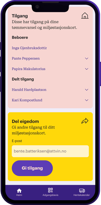 Bilde av en telefon med del kvote skjermen i attvin appen